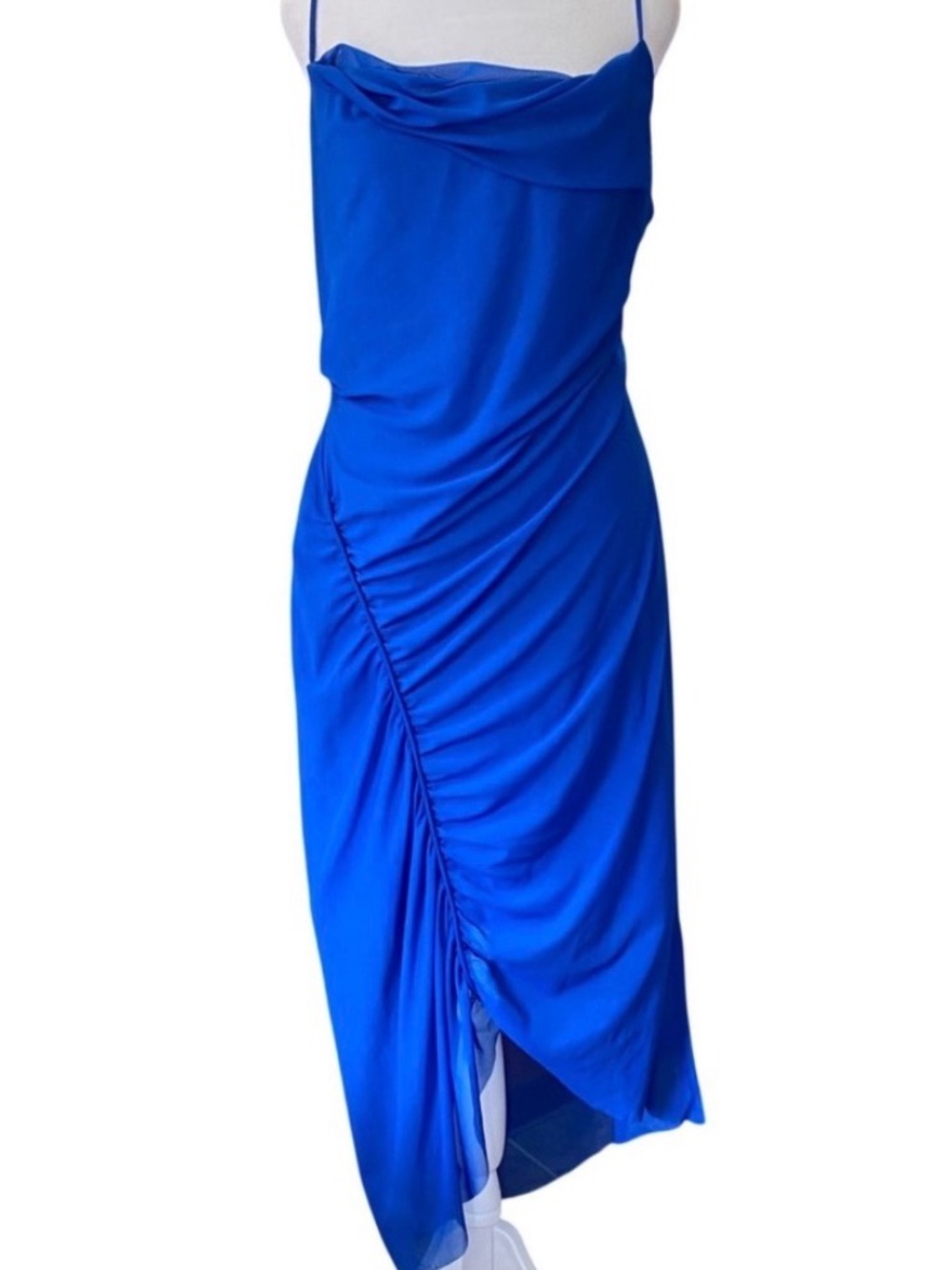 NWT All Saints Royal Blue Cowl Neck Midi Slip Dress size 6 medium